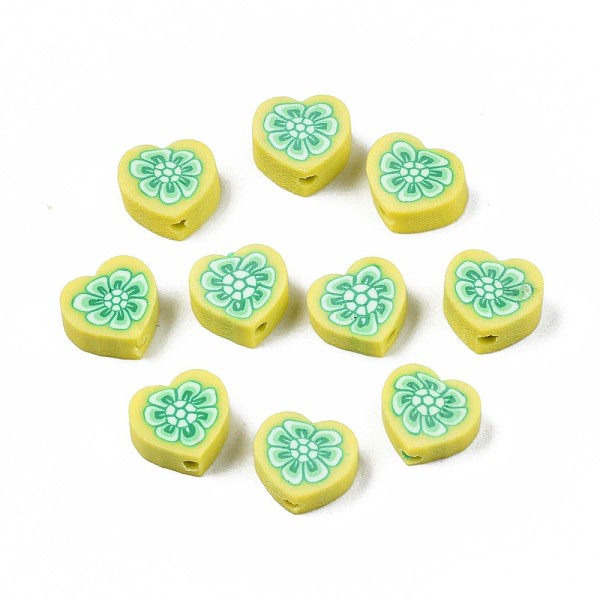 PandaHall Handmade Polymer Clay Beads, Heart with Flower Pattern, Green Yellow, 9x9~10x4~5mm, Hole: 1.5mm Polymer Clay Heart
PandaHall Handmade Polymer Clay Beads, Heart with Flower Pattern, Green Yellow, 9x9~10x4~5mm, Hole: 1.5mm Polymer Clay Heart