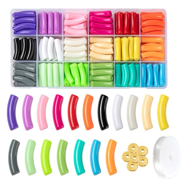 PandaHall DIY Jewelry Making Kits, Including Curved Tube Opaque Acrylic Beads, Brass Spacer Beads, Elastic Crystal Thread, Mixed Color, Tube..., Multicolor
PandaHall DIY Jewelry Making Kits, Including Curved Tube Opaque Acrylic Beads, Brass Spacer Beads, Elastic Crystal Thread, Mixed Color, Tube..., Multicolor