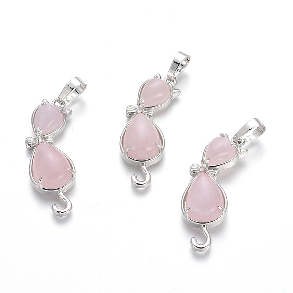 PandaHall Natural Rose Quartz Kitten Pendants, with Platinum Tone Brass Findings, Cat with Bowknot Shape, 35.5x12x6mm, Hole: 5x7mm Rose...
PandaHall Natural Rose Quartz Kitten Pendants, with Platinum Tone Brass Findings, Cat with Bowknot Shape, 35.5x12x6mm, Hole: 5x7mm Rose...