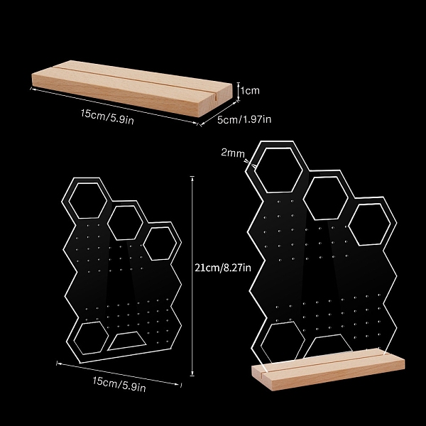 PandaHall Clear Acrylic Earring Jewelry Display Stands, Earring Organzier Holder with Wooden Base, Hexagon, 21x15x0.2cm Acrylic Hexagon...
PandaHall Clear Acrylic Earring Jewelry Display Stands, Earring Organzier Holder with Wooden Base, Hexagon, 21x15x0.2cm Acrylic Hexagon...