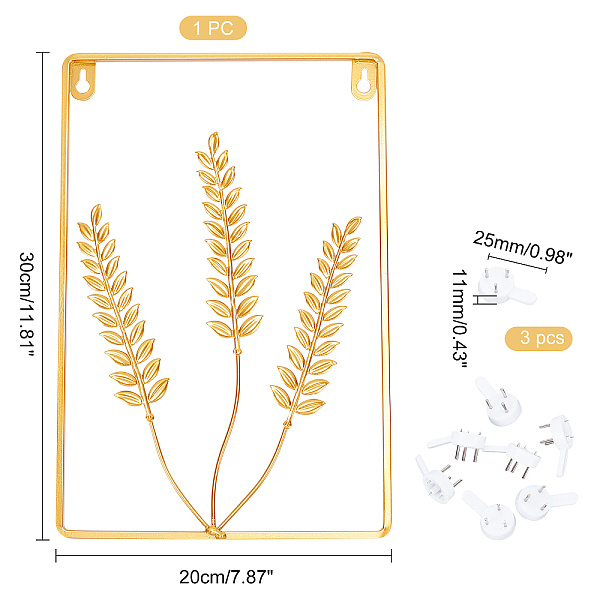 PandaHall CHGCRAFT Iron Art Wall Hanging Decorations, with Plastic Hook Hanger, Rectangle with Wheat, Golden, 30x20cm, 1pc/set Iron...
PandaHall CHGCRAFT Iron Art Wall Hanging Decorations, with Plastic Hook Hanger, Rectangle with Wheat, Golden, 30x20cm, 1pc/set Iron...