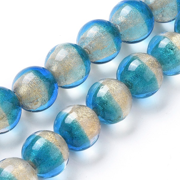 PandaHall Lampwork Silver Foil Glass Beads Strands, with Gold Powder, Round, Deep Sky Blue, 12~12.5x11~12mm, Hole: 1.5mm, about 30pcs/strand...
PandaHall Lampwork Silver Foil Glass Beads Strands, with Gold Powder, Round, Deep Sky Blue, 12~12.5x11~12mm, Hole: 1.5mm, about 30pcs/strand...