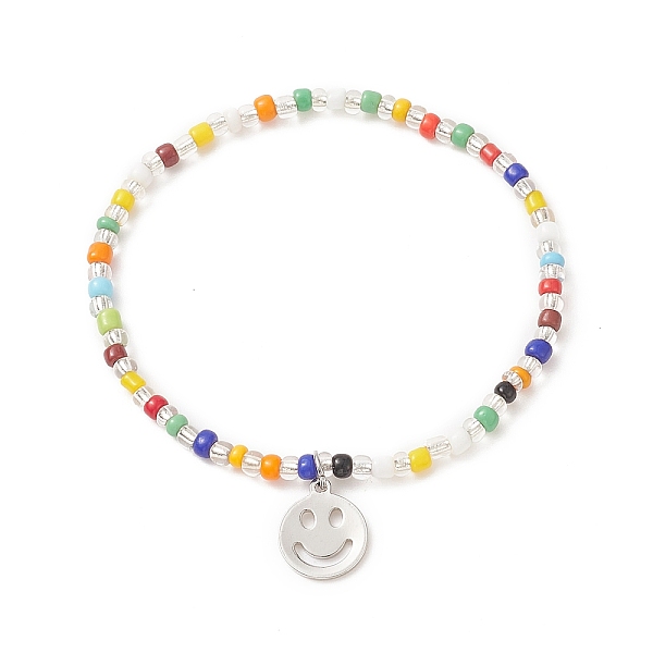 PandaHall Colorful Seed Beaded Stretch Bracelet with Brass Charms for Women, Smiling Face Pattern, Inner Diameter: 2 inch(5.2cm), Pendants...
PandaHall Colorful Seed Beaded Stretch Bracelet with Brass Charms for Women, Smiling Face Pattern, Inner Diameter: 2 inch(5.2cm), Pendants...