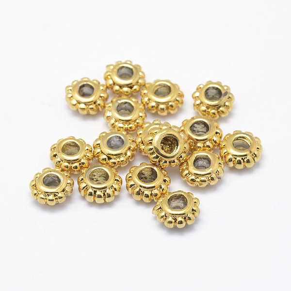 PandaHall Brass Spacers Beads, Real 18K Gold Plated, Lead Free & Cadmium Free & Nickel Free, Flower, 6.5x3.5mm, Hole: 3mm Brass Flower
PandaHall Brass Spacers Beads, Real 18K Gold Plated, Lead Free & Cadmium Free & Nickel Free, Flower, 6.5x3.5mm, Hole: 3mm Brass Flower