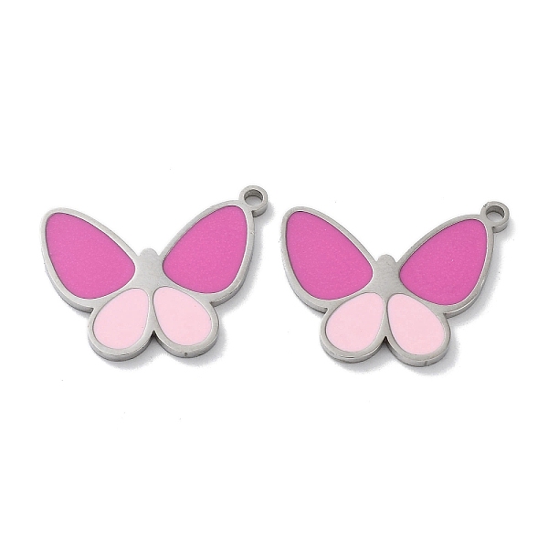 PandaHall 304 Stainless Steel Pendants, with Enamel, Butterfly Charm, Stainless Steel Color, Hot Pink, 16.5x21x1.5mm, Hole: 1.6mm Stainless...
PandaHall 304 Stainless Steel Pendants, with Enamel, Butterfly Charm, Stainless Steel Color, Hot Pink, 16.5x21x1.5mm, Hole: 1.6mm Stainless...