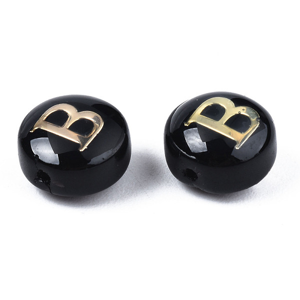 PandaHall Handmade Lampwork Beads, with Golden Plated Brass Etched Metal Embellishments, Flat Round with Alphabet, Letter.B, 8x5mm, Hole..., Black
PandaHall Handmade Lampwork Beads, with Golden Plated Brass Etched Metal Embellishments, Flat Round with Alphabet, Letter.B, 8x5mm, Hole..., Black