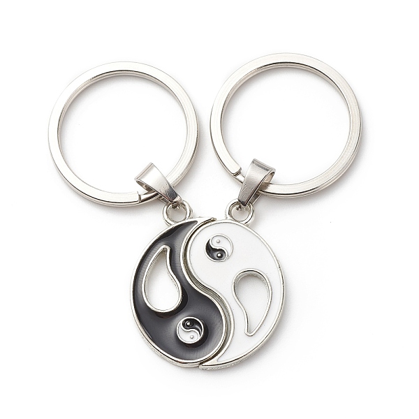 PandaHall Alloy Enamel Split Pendant Keychains, with 304 Stainless Steel Clasp Findings, Gossip/Yin Yang, Platinum, Black, 57mm, 2pc/set...
PandaHall Alloy Enamel Split Pendant Keychains, with 304 Stainless Steel Clasp Findings, Gossip/Yin Yang, Platinum, Black, 57mm, 2pc/set...