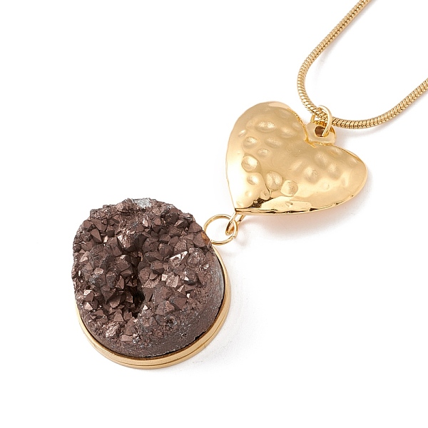 PandaHall Natural Quartz Heart with Flat Round Pendant Necklace with 304 Stainless Steel Snake Chain, Druzy Gemstone Jewelry for Women..., Brown
PandaHall Natural Quartz Heart with Flat Round Pendant Necklace with 304 Stainless Steel Snake Chain, Druzy Gemstone Jewelry for Women..., Brown