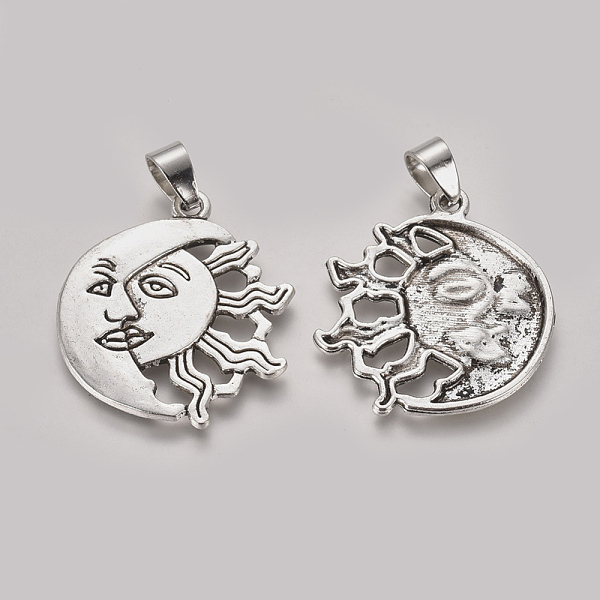 PandaHall Tibetan Style Alloy Pendants, Moon and Sun, Antique Silver, 28x26x1.5mm, Hole: 7x5mm Alloy Moon
PandaHall Tibetan Style Alloy Pendants, Moon and Sun, Antique Silver, 28x26x1.5mm, Hole: 7x5mm Alloy Moon