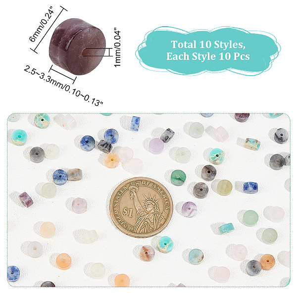 PandaHall 100Pcs 10 Styles Natural & Synthetic Mixed Gemstones Beads, Heishi Beads, Flat Round/Disc, Mixed Dyed and Undyed, Mixed Color..., Multicolor
PandaHall 100Pcs 10 Styles Natural & Synthetic Mixed Gemstones Beads, Heishi Beads, Flat Round/Disc, Mixed Dyed and Undyed, Mixed Color..., Multicolor