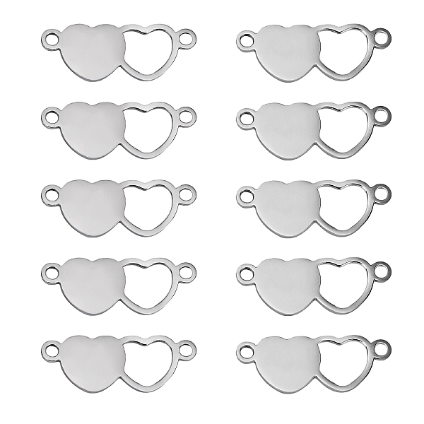 PandaHall 10Pcs Stainless Steel Connector Charms, 2 Hearts Links, Stainless Steel Color, 24.6x9.2mm, Hole: 1.5mm Stainless Steel Heart
PandaHall 10Pcs Stainless Steel Connector Charms, 2 Hearts Links, Stainless Steel Color, 24.6x9.2mm, Hole: 1.5mm Stainless Steel Heart
