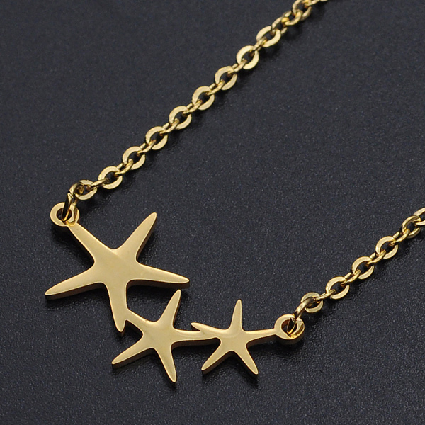 PandaHall 201 Stainless Steel Pendant Necklaces, with Cable Chains and Lobster Claw Clasps, 3-Star, Golden, 17.32 inch(44cm), 2mm 201...
PandaHall 201 Stainless Steel Pendant Necklaces, with Cable Chains and Lobster Claw Clasps, 3-Star, Golden, 17.32 inch(44cm), 2mm 201...