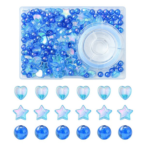 PandaHall DIY Bracelet Making Kit, Including Heart & Star & Round Acrylic Beads, Elastic Thread, Deep Sky Blue, 200Pcs/box Acrylic
PandaHall DIY Bracelet Making Kit, Including Heart & Star & Round Acrylic Beads, Elastic Thread, Deep Sky Blue, 200Pcs/box Acrylic