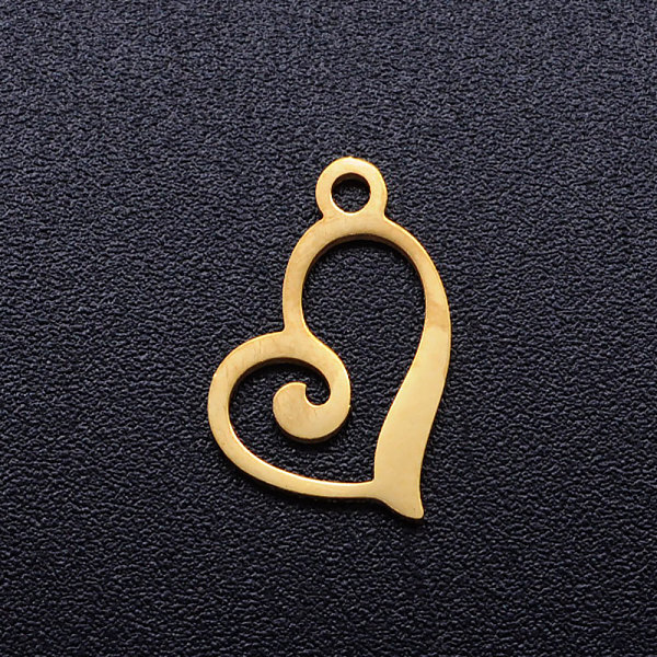 PandaHall 304 Stainless Steel Open Heart Charms, Hollow, Golden, 13x10x1mm, Hole: 1.4mm 304 Stainless Steel Heart
PandaHall 304 Stainless Steel Open Heart Charms, Hollow, Golden, 13x10x1mm, Hole: 1.4mm 304 Stainless Steel Heart