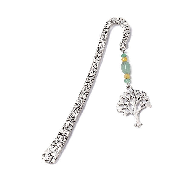 PandaHall Natural Malaysia Jade & Green Aventurine Beaded Pendant Bookmarks with Alloy Tree of Life, Flower Pattern Hook Bookmarks, Antique...
PandaHall Natural Malaysia Jade & Green Aventurine Beaded Pendant Bookmarks with Alloy Tree of Life, Flower Pattern Hook Bookmarks, Antique...