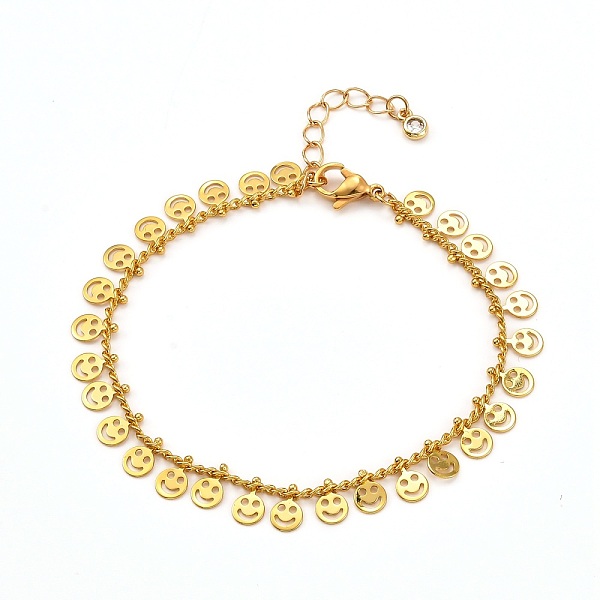 PandaHall Flat Round with Smiling Face Brass Charm Bracelets, with Curb Chains and Cubic Zirconia, Golden, 7-1/2 inch(19cm) Cubic Zirconia
PandaHall Flat Round with Smiling Face Brass Charm Bracelets, with Curb Chains and Cubic Zirconia, Golden, 7-1/2 inch(19cm) Cubic Zirconia