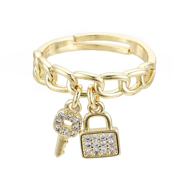 PandaHall Adjustable Brass Micro Pave Clear Cubic Zirconia Finger Rings, Nickel Free, Curb Chain Shape with Padlock & Key, Real 16K Gold...
PandaHall Adjustable Brass Micro Pave Clear Cubic Zirconia Finger Rings, Nickel Free, Curb Chain Shape with Padlock & Key, Real 16K Gold...