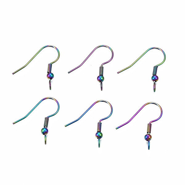 PandaHall 304 Stainless Steel Earring Hooks, Ear Wire with Beads and Vertical Loop, Rainbow Color, 17x21mm, Hole: 2mm, 21 Gauge, Pin: 0.7mm...
PandaHall 304 Stainless Steel Earring Hooks, Ear Wire with Beads and Vertical Loop, Rainbow Color, 17x21mm, Hole: 2mm, 21 Gauge, Pin: 0.7mm...