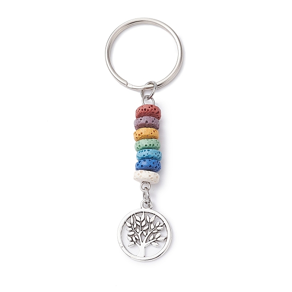 PandaHall Tibetan Style Alloy Flat Round with Tree of Life Keychain, with Iron Split Key Rings and Chakra Natural Lava Rock, Antique Silver...
PandaHall Tibetan Style Alloy Flat Round with Tree of Life Keychain, with Iron Split Key Rings and Chakra Natural Lava Rock, Antique Silver...