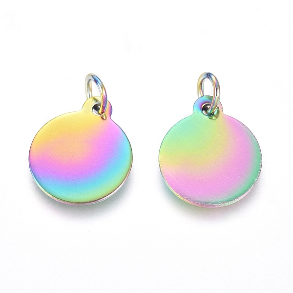 PandaHall Ion Plating(IP) 304 Stainless Steel Charms, Stamping Blank Tag, with Jump Rings, Flat Round, Rainbow Color, 14x12x0.8mm, Hole...
PandaHall Ion Plating(IP) 304 Stainless Steel Charms, Stamping Blank Tag, with Jump Rings, Flat Round, Rainbow Color, 14x12x0.8mm, Hole...