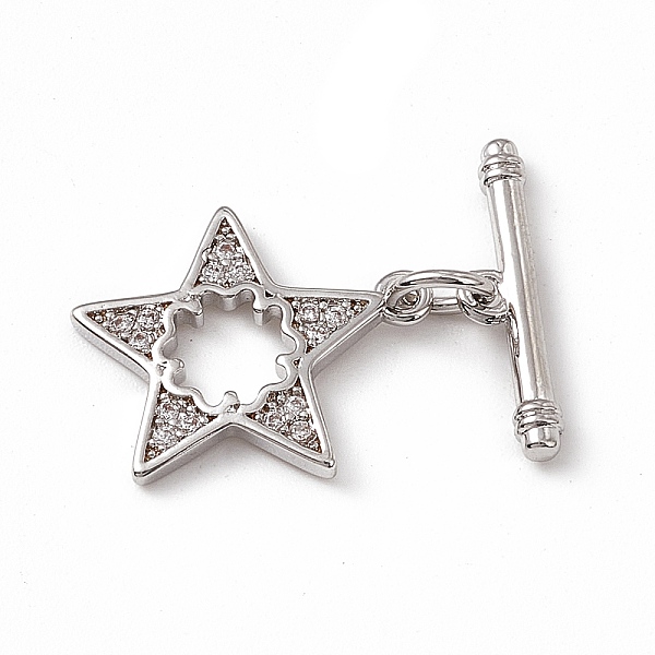 PandaHall Brass Micro Pave Clear Cubic Zirconia Toggle Clasps, Star, Real Platinum Plated, star: 16x14x1.5mm, Hole: 1.2mm, bar: 16x4x2mm...
PandaHall Brass Micro Pave Clear Cubic Zirconia Toggle Clasps, Star, Real Platinum Plated, star: 16x14x1.5mm, Hole: 1.2mm, bar: 16x4x2mm...