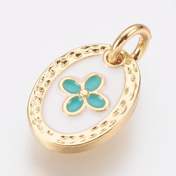 PandaHall Brass Enamel Charms, Lead Free & Cadmium Free, Oval with Flower, Golden, 12x9x2mm, Hole: 2.8mm Brass+Enamel Oval Cyan
PandaHall Brass Enamel Charms, Lead Free & Cadmium Free, Oval with Flower, Golden, 12x9x2mm, Hole: 2.8mm Brass+Enamel Oval Cyan