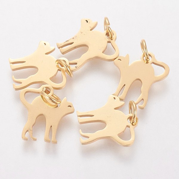 PandaHall 201 Stainless Steel Kitten Pendants, Stretch Cat Shape, Golden, 12x12x1mm, Hole: 3mm 201 Stainless Steel Cat Shape
PandaHall 201 Stainless Steel Kitten Pendants, Stretch Cat Shape, Golden, 12x12x1mm, Hole: 3mm 201 Stainless Steel Cat Shape