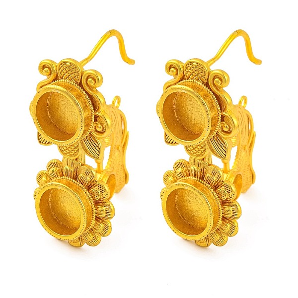 PandaHall Flower Brass Earring Hooks with Round Tray, Lead Free & Cadmium Free, Golden, 46x22mm, Hole: 2mm, Pin: 1.5mm Brass Flower
PandaHall Flower Brass Earring Hooks with Round Tray, Lead Free & Cadmium Free, Golden, 46x22mm, Hole: 2mm, Pin: 1.5mm Brass Flower