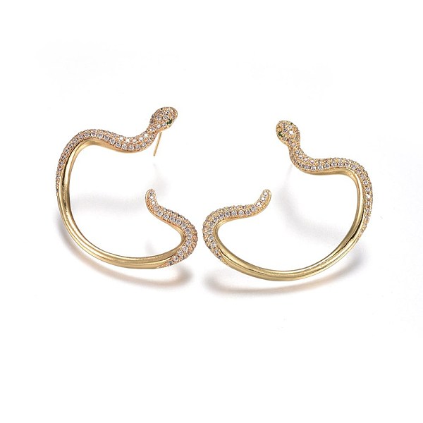 PandaHall Brass Studs Earrings, with Micro Pave Cubic Zirconia, Snake, Clear, Golden, 48x46.5x4.2mm, Pin: 0.7mm Cubic Zirconia Clear
PandaHall Brass Studs Earrings, with Micro Pave Cubic Zirconia, Snake, Clear, Golden, 48x46.5x4.2mm, Pin: 0.7mm Cubic Zirconia Clear