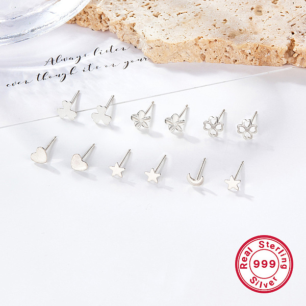 PandaHall 6 Pair 6 Style 999 Fine Silver Stud Earrings Set for Women, Star & Heart & Clover & Flower, Platinum, 3.3~5.3mm, 1 Pair/style Fine...
PandaHall 6 Pair 6 Style 999 Fine Silver Stud Earrings Set for Women, Star & Heart & Clover & Flower, Platinum, 3.3~5.3mm, 1 Pair/style Fine...