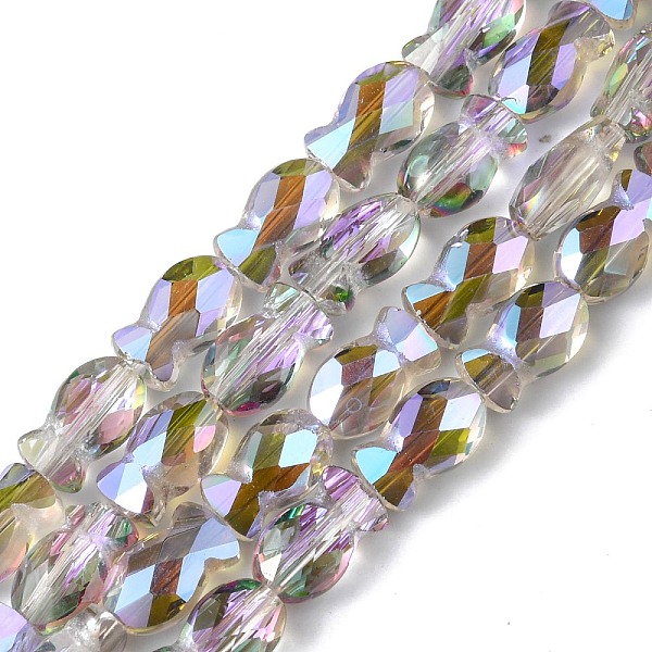 PandaHall Transparent Electroplate Glass Beads Strands, Rainbow Plated, Faceted, Fish, Lilac, 10.5x6x5mm, Hole: 1.4mm, about 55pcs/strand..., Purple
PandaHall Transparent Electroplate Glass Beads Strands, Rainbow Plated, Faceted, Fish, Lilac, 10.5x6x5mm, Hole: 1.4mm, about 55pcs/strand..., Purple