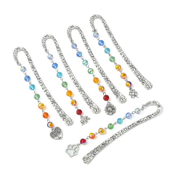 PandaHall Tibetan Style Alloy Hook Bookmarks, Chakra Glass Beaded Pendant Bookmark, Sunflower/Clover/Elephant, Mixed Shapes, 128~135mm Alloy...
PandaHall Tibetan Style Alloy Hook Bookmarks, Chakra Glass Beaded Pendant Bookmark, Sunflower/Clover/Elephant, Mixed Shapes, 128~135mm Alloy...