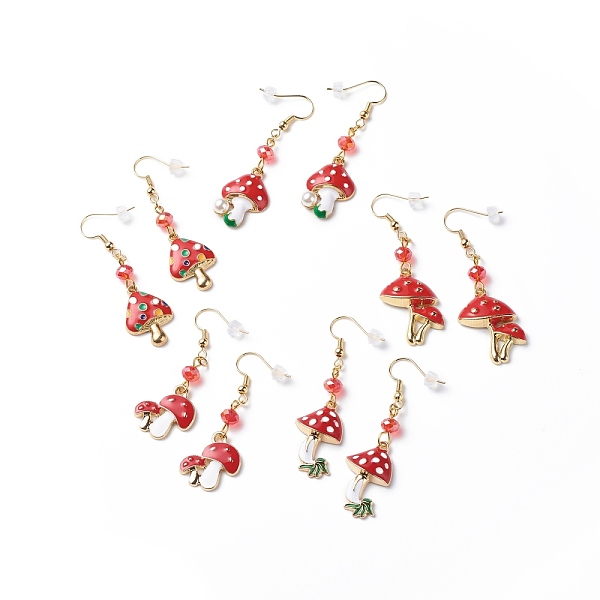 PandaHall Red Alloy Enamel Mushroom with Glass Beaded Dangle Earrings, Brass Jewelry for Women, Mixed Patterns, 52~26mm, Pin: 0.7mm Alloy...
PandaHall Red Alloy Enamel Mushroom with Glass Beaded Dangle Earrings, Brass Jewelry for Women, Mixed Patterns, 52~26mm, Pin: 0.7mm Alloy...