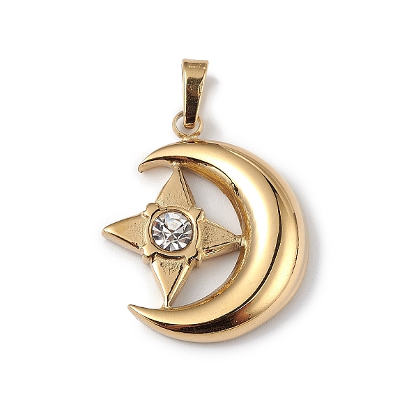 PandaHall Ion Plating(IP) 304 Stainless Steel with Crystal Rhinestone Pendants, Moon with Star Charms, Golden, 18.5x15.5x3mm, Hole: 2x4mm..., Clear
PandaHall Ion Plating(IP) 304 Stainless Steel with Crystal Rhinestone Pendants, Moon with Star Charms, Golden, 18.5x15.5x3mm, Hole: 2x4mm..., Clear