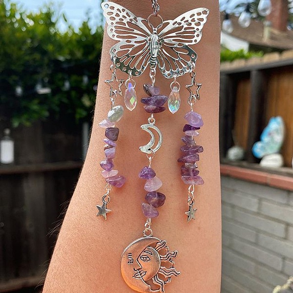 PandaHall Natural Amethyst Butterfly Hanging Suncatcher Pendant Decoration, Sun Star Crystal Ball Prism Pendants, 230mm Amethyst Butterfly
PandaHall Natural Amethyst Butterfly Hanging Suncatcher Pendant Decoration, Sun Star Crystal Ball Prism Pendants, 230mm Amethyst Butterfly