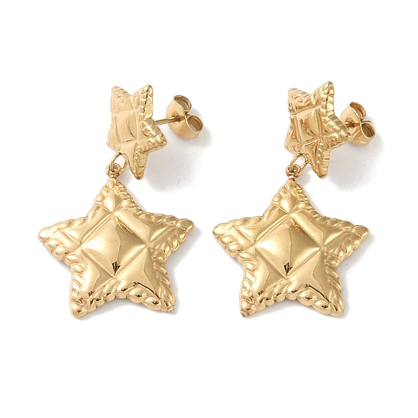 PandaHall Texture Star 304 Stainless Steel Dangle Earrings, Stud Earring for Women, Real 18K Gold Plated, 37.5x22mm 304 Stainless Steel Star
PandaHall Texture Star 304 Stainless Steel Dangle Earrings, Stud Earring for Women, Real 18K Gold Plated, 37.5x22mm 304 Stainless Steel Star