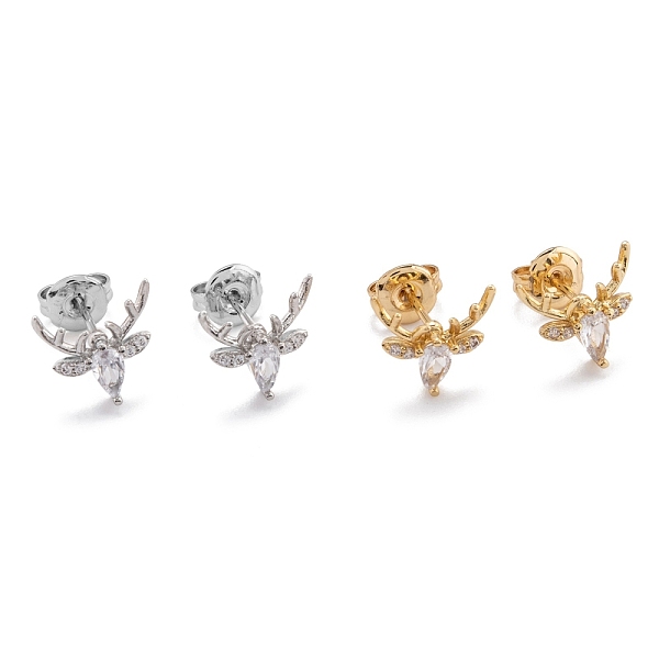 PandaHall Brass Micro Pave Clear Cubic Zirconia Stud Earrings, with Ear Nuts, Long-Lasting Plated, Deer, Mixed Color, 10.5x11x2.5mm, Pin...
PandaHall Brass Micro Pave Clear Cubic Zirconia Stud Earrings, with Ear Nuts, Long-Lasting Plated, Deer, Mixed Color, 10.5x11x2.5mm, Pin...