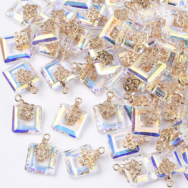 PandaHall Electroplate Glass Charms, with Light Gold Plated Brass Ice Pick Pinch Bails, Rectangle, Clear AB, 14x10x5.5mm, Hole: 1mm..., White
PandaHall Electroplate Glass Charms, with Light Gold Plated Brass Ice Pick Pinch Bails, Rectangle, Clear AB, 14x10x5.5mm, Hole: 1mm..., White