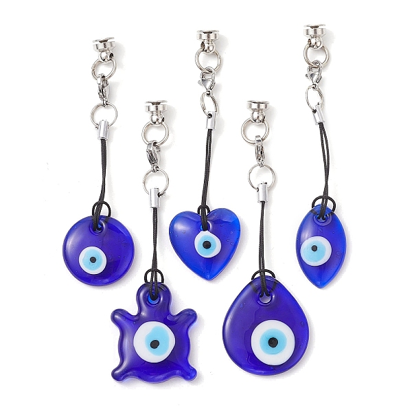 PandaHall Glass Pendant Decorations, with 304 Stainless Steel Lobster Claw Clasps, Evil Eye, Mixed Shapes, 92~94mm Glass Mixed Shapes
PandaHall Glass Pendant Decorations, with 304 Stainless Steel Lobster Claw Clasps, Evil Eye, Mixed Shapes, 92~94mm Glass Mixed Shapes