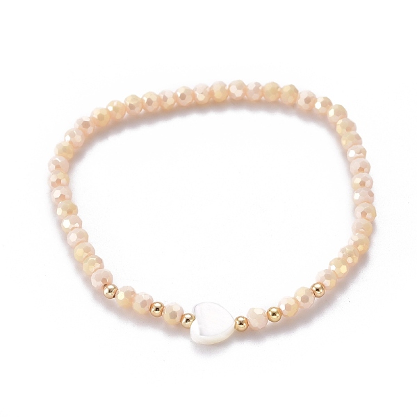 PandaHall Faceted Glass Beaded Stretch Bracelets, with Brass Beads and Heart Natural Trochid Shell Beads, Navajo White, Inner Diameter...
PandaHall Faceted Glass Beaded Stretch Bracelets, with Brass Beads and Heart Natural Trochid Shell Beads, Navajo White, Inner Diameter...