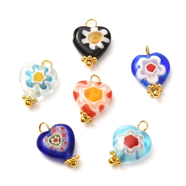PandaHall Handmade Lampwork Pendants, Heart, with Flower Pattern and Brass Ball Head pins, Mixed Color, 15x10x4mm, Hole: 1.8~2.2mm..., Multicolor
PandaHall Handmade Lampwork Pendants, Heart, with Flower Pattern and Brass Ball Head pins, Mixed Color, 15x10x4mm, Hole: 1.8~2.2mm..., Multicolor