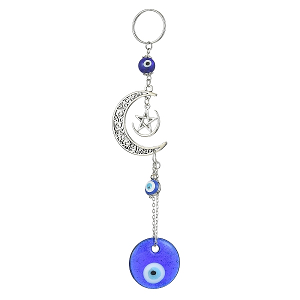 PandaHall Flat Round with Evil Eye Handmade Lampwork Pendant Decorations, with Alloy Moon & Star Hanging Ornaments, Blue, 158mm Lampwork...
PandaHall Flat Round with Evil Eye Handmade Lampwork Pendant Decorations, with Alloy Moon & Star Hanging Ornaments, Blue, 158mm Lampwork...