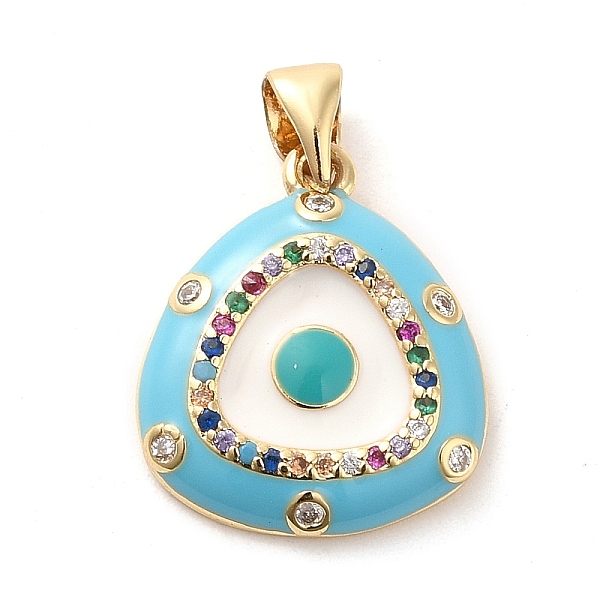 PandaHall Real 18K Gold Plated Brass Clear Cubic Zirconia Pendants, with Enamel, Triangle with Evil Eye, Deep Sky Blue, 18x15.5x3mm, Hole...
PandaHall Real 18K Gold Plated Brass Clear Cubic Zirconia Pendants, with Enamel, Triangle with Evil Eye, Deep Sky Blue, 18x15.5x3mm, Hole...