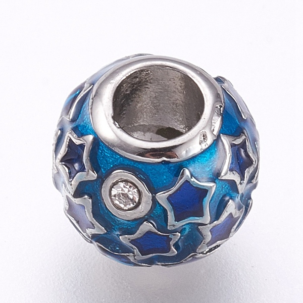 PandaHall 304 Stainless Steel European Beads, Large Hole Beads, with Enamel and Rhinestone, Rondelle with Star, Stainless Steel Color, Dark..., Blue
PandaHall 304 Stainless Steel European Beads, Large Hole Beads, with Enamel and Rhinestone, Rondelle with Star, Stainless Steel Color, Dark..., Blue
