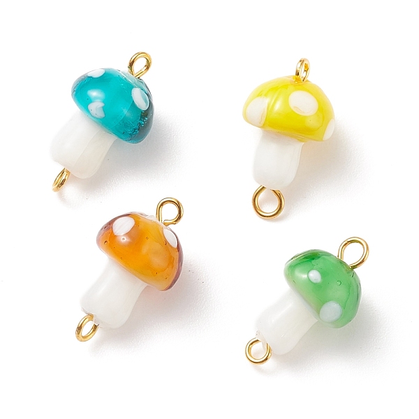 PandaHall Handmade Lampwork Connector Charms, with Golden Tone Brass Double Loops, Mushroom, Mixed Color, 19x10~11mm, Hole: 1.6~2mm Lampwork..., Multicolor
PandaHall Handmade Lampwork Connector Charms, with Golden Tone Brass Double Loops, Mushroom, Mixed Color, 19x10~11mm, Hole: 1.6~2mm Lampwork..., Multicolor