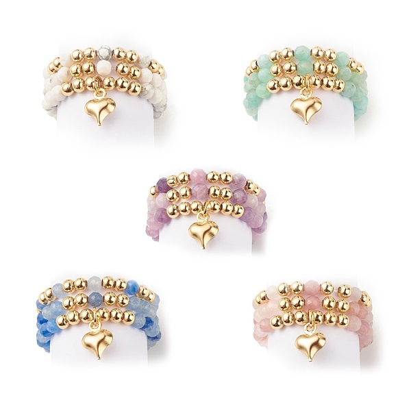 PandaHall 3Pcs 3 Style Natural Gemstone & Brass Beaded Finger Rings with 304 Stainless Steel Heart Charms for Women, US Size 7 3/4(17.9mm)...
PandaHall 3Pcs 3 Style Natural Gemstone & Brass Beaded Finger Rings with 304 Stainless Steel Heart Charms for Women, US Size 7 3/4(17.9mm)...