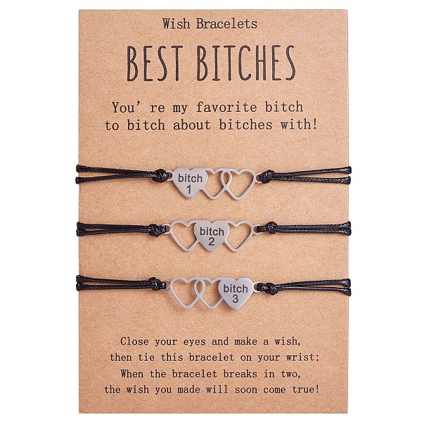 PandaHall 3Pcs 3 Style 430 Stainless Steel Heart with Word Bitch Link Bracelets Set, Match Adjustable Bracelets for Best Friends Couple...
PandaHall 3Pcs 3 Style 430 Stainless Steel Heart with Word Bitch Link Bracelets Set, Match Adjustable Bracelets for Best Friends Couple...