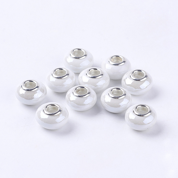 PandaHall Handmade Porcelain European Beads, with Silver Color Brass Double Cores, Rondelle, White, 15x10~11mm, Hole: 5mm Porcelain+Brass...
PandaHall Handmade Porcelain European Beads, with Silver Color Brass Double Cores, Rondelle, White, 15x10~11mm, Hole: 5mm Porcelain+Brass...