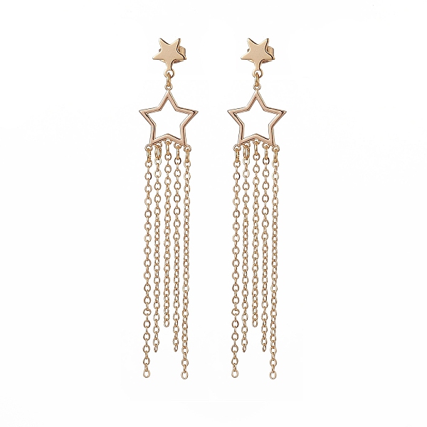 PandaHall Brass Star with Tassel Dangle Chandelier Earrings, 304 Stainless Steel Long Drop Earrings for Women, Golden, 75mm, Pin: 0.8mm...
PandaHall Brass Star with Tassel Dangle Chandelier Earrings, 304 Stainless Steel Long Drop Earrings for Women, Golden, 75mm, Pin: 0.8mm...