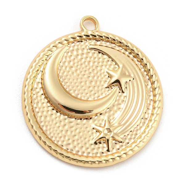 PandaHall Brass Pendants, Flat Round with Moon & Star Charm, Real 18K Gold Plated, 25.5x23x2mm, Hole: 1.6mm Brass Flat Round
PandaHall Brass Pendants, Flat Round with Moon & Star Charm, Real 18K Gold Plated, 25.5x23x2mm, Hole: 1.6mm Brass Flat Round
